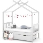 Cadre de lit enfant avec tiroir blanc pin massif 70x140 cm