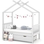 Cadre de lit enfant avec tiroir blanc pin massif 70x140 cm