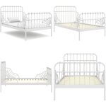 Cadre de lit extensible sans matelas blanc métal 80x130 / 200 cm - cadre de lit - lit extendible - lit ... Cadre de lit extensible sans matelas blanc métal 80x130 / 200 cm - cadre de lit - lit extendible - lit ...