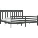 Cadre de lit sans matelas gris 200x200 cm bois massif vidaxl Cadre de lit sans matelas gris 200x200 cm bois massif vidaxl