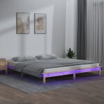 Cadre de lit � led 200x200 cm bois massif