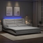 Cadre de lit avec lumi�res led blanc noir 180x200 cm similicuir