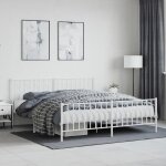 Cadre de lit mtal sans matelas et pied de lit blanc 180x200 cm vidaxl