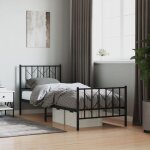 Cadre de lit mtal sans matelas avec pied de lit noir 80x200 cm vidaxl