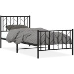 Cadre de lit mtal sans matelas avec pied de lit noir 90x190 cm vidaxl