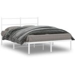 Vidaxl - cadre de lit m�tal sans matelas et t�te de lit blanc 140x190 cm
