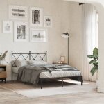 Cadre de lit m�tal sans matelas avec t�te de lit noir 120x190cm vidaxl