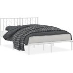 Cadre de lit m�tal avec t�te de lit blanc 140x190