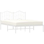 Cadre de lit m�tal sans matelas et t�te de lit blanc 140x190 cm vidaxl