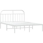 Cadre de lit mtal avec tte de lit blanc 140x190 cm