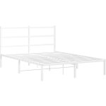 Vidaxl - cadre de lit mtal sans matelas et tte de lit blanc 140x190 cm