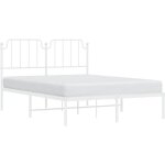Cadre de lit mtal sans matelas et tte de lit blanc 140x190 cm vidaxl