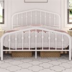 Yaheetech - cadre de lit en m�tal avec t�te de lit d�co effet couronne 140x200cm lit moderne avec sommier ...