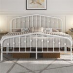 Yaheetech - cadre de lit en métal avec tête de lit déco effet couronne 160x200cm lit moderne avec sommier ... Yaheetech - cadre de lit en métal avec tête de lit déco effet couronne 160x200cm lit moderne avec sommier ...