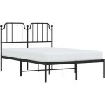 Cadre de lit m�tal avec t�te de lit noir 120x190 cm
