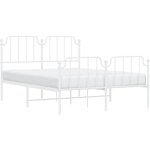 Cadre de lit métal sans matelas et pied de lit blanc 140x190 cm vidaxl Cadre de lit métal sans matelas et pied de lit blanc 140x190 cm vidaxl