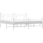 Cadre de lit métal sans matelas et pied de lit blanc 200x200 cm vidaxl Cadre de lit métal sans matelas et pied de lit blanc 200x200 cm vidaxl