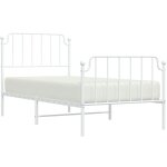 Cadre de lit mtal sans matelas avec pied de lit blanc 90x190cm vidaxl
