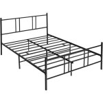 Cadre de lit de plateforme 160x200cm, sommier lit double king size en m�tal rangement sous lit haute ...