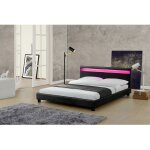 Cadre de lit avec led 160 x 200 cm en pu noir picadilly