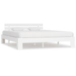 Vidaxl ? cadre de lit blanc 160x200 cm en bois de pin massif ? structure robuste avec lattes en contreplaqu� ...