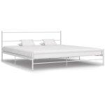 Cadre de lit sans matelas et t�te de lit blanc m�tal 160x200 cm vidaxl