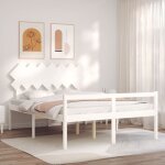 Cadre de lit avec t�te de lit blanc 140x190 cm bois massif