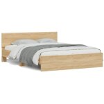 Cadre de lit avec t�te de lit ch�ne sonoma 140x190