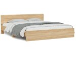 Cadre de lit avec t�te de lit ch�ne sonoma 160x200