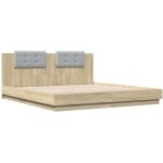 Cadre de lit avec t�te de lit ch�ne sonoma 200x200 cm