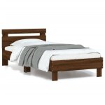 Cadre de lit tête de lit et lumières led chêne marron 90x190 cm vidaxl Cadre de lit tête de lit et lumières led chêne marron 90x190 cm vidaxl
