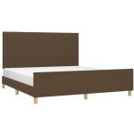 Cadre de lit avec tête de lit marron foncé 180x200 cm tissu - vidaxl Cadre de lit avec tête de lit marron foncé 180x200 cm tissu - vidaxl