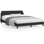 Cadre de lit avec t�te de lit noir 160x200 velours