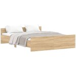 Cadre de lit t�te de lit et pied de lit ch�ne sonoma 160x200 cm