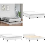 Cadre de lit avec tte de lit sans matelas blanc 140x190 cm - cadre de lit - lit double - literie - meuble ...