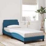 Cadre de lit et t�te de lit sans matelas bleu 90x190 cm velours vidaxl