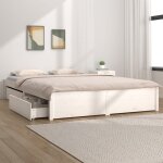 Vidaxl ? cadre de lit blanc 160x200 cm avec 4 tiroirs ? bois de pin massif ? lattes en contreplaqu� pour ...