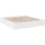 Cadre de lit avec tiroirs blanc 180x200 cm bois d'ingnierie