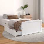 Cadre de lit avec tiroirs blanc bois de pin massif 90x200 cm