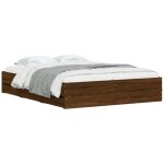 Cadre de lit et tiroirs chêne marron 140x190 cm bois ingénierie - vidaxl Cadre de lit et tiroirs chêne marron 140x190 cm bois ingénierie - vidaxl