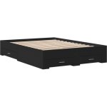 Cadre de lit � tiroirs noir 140x190 bois d'ing�nierie
