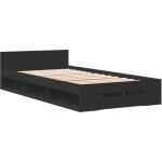 Cadre de lit avec tiroir noir 90x190 cm bois d'ingnierie