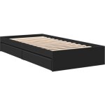 Cadre de lit avec tiroirs sans matelas noir 90x190 cm vidaxl