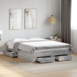 Cadre de lit avec tiroirs sans matelas sonoma gris 140x190 cm vidaxl