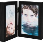 Cadre photo d�pliable en deux noir 2x(21x29, 7 cm) vidaxl