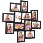 Cadre photo p�le - m�le capacit� 12 photos de 10 x 15 cm n�cessite assemblage vitre en verre noir