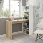 Bureau 120x53x144 cm avec biblioth�que 144 cm en ch�ne canadien et blanc mat ? belfast