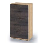 Chiffonnier 60x40x110 cm avec 5 tiroirs, oxyde chêne canadien ? rende Chiffonnier 60x40x110 cm avec 5 tiroirs, oxyde chêne canadien ? rende