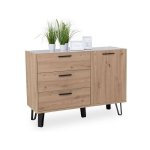 Commode 87 cm chêne et gris laqué - vignola Commode 87 cm chêne et gris laqué - vignola