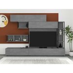 Abitare - meuble mural 260 cm meuble tv rtro gris - duba